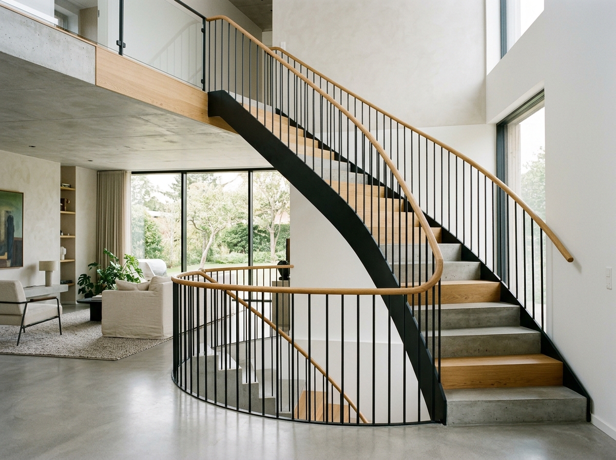 Railing Tangga Custom Besi dan Kayu
